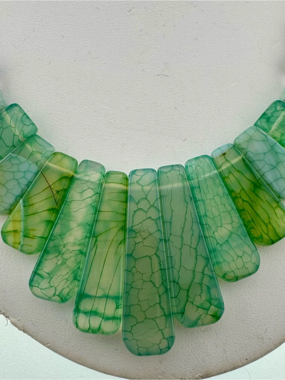 Handcrafted Green Agate Statement Necklace with Matching Earring